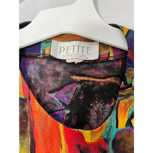 Vintage Women's Petite Sophisticate abstract Blouse Purple Multicolor - Picture 3 of 5